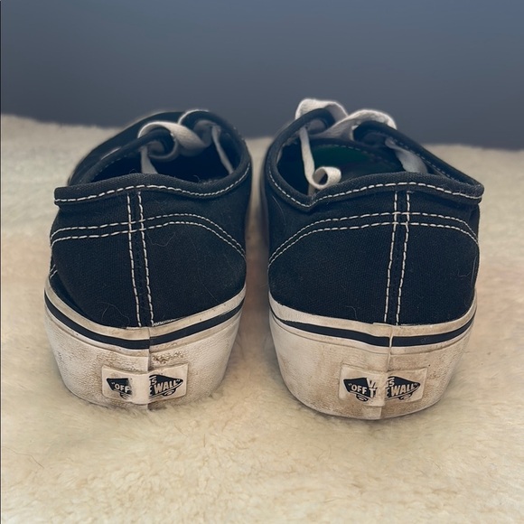 Worn Vans Black and White Platform Canvas Shoes - Picture 4 of 5